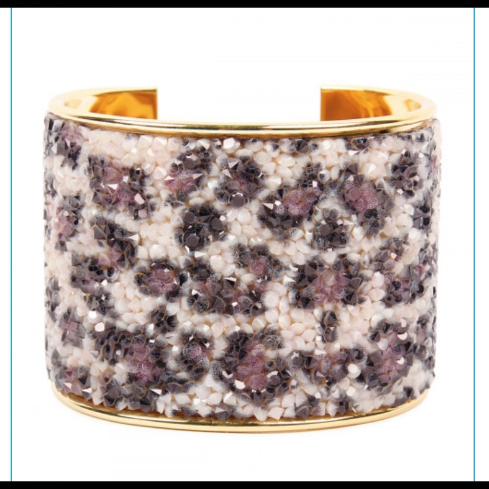 Rhinestone cheetah cuff bracelet